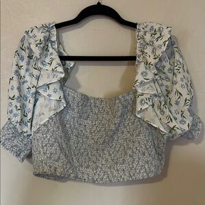 Floral Blue Top and Skirt Set